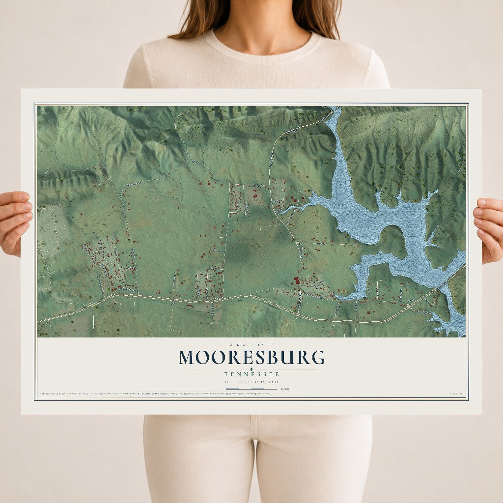 Map of Mooresburg, Tennessee, 18 x 24 inch unframed archival matte print
