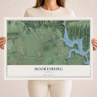 Map of Mooresburg, Tennessee, 18 x 24 inch unframed archival matte print