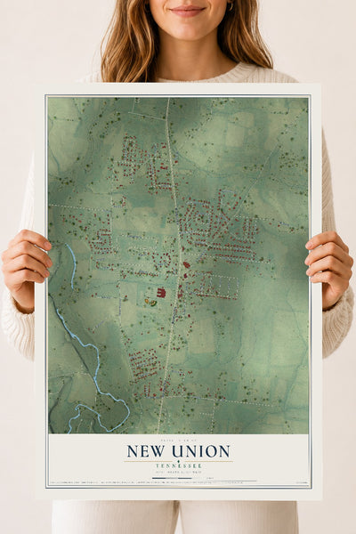 Map of New Union, Tennessee, 18 x 24 inch unframed archival matte print