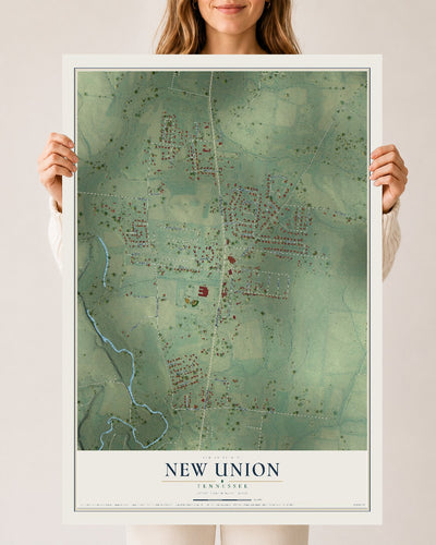 Map of New Union, Tennessee, 24 x 36 inch unframed archival matte print