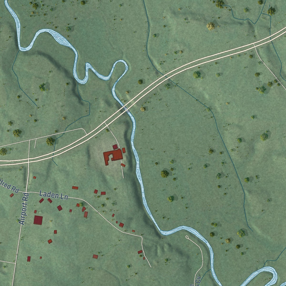 Second close-up of the map of Olivet, Tennessee print showing more streets and buildings