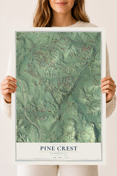Map of Pine Crest, Tennessee, 18 x 24 inch unframed archival matte print