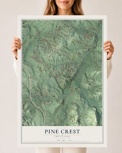 Map of Pine Crest, Tennessee, 24 x 36 inch unframed archival matte print