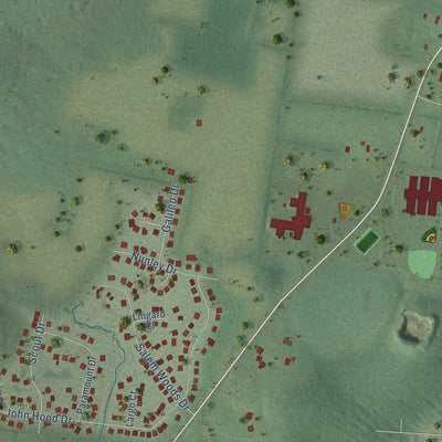 Close-up of the map of Rockvale, Tennessee print showing street and building detail