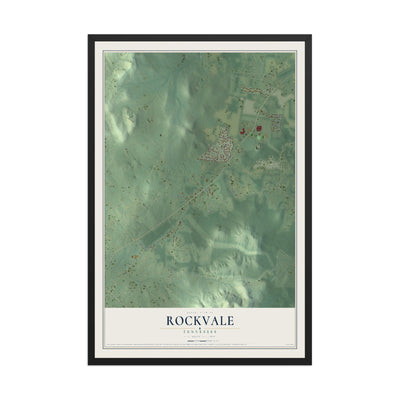 Map of Rockvale, Tennessee, 12 x 18 inch print in a black wood frame