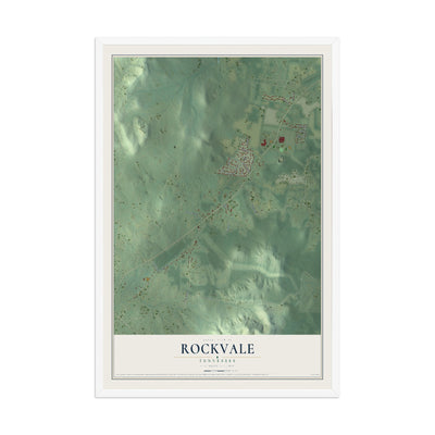 Map of Rockvale, Tennessee, 12 x 18 inch print in a white wood frame