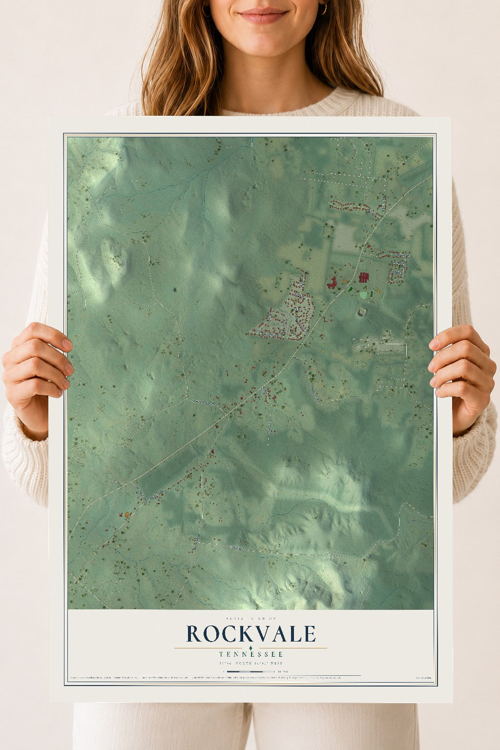 Map of Rockvale, Tennessee, 18 x 24 inch unframed archival matte print