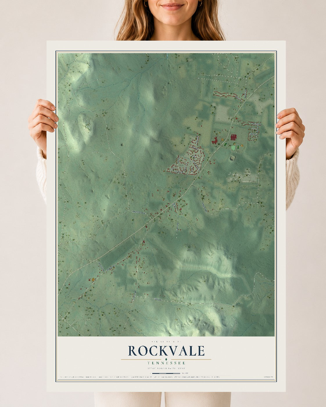 Map of Rockvale, Tennessee, 24 x 36 inch unframed archival matte print