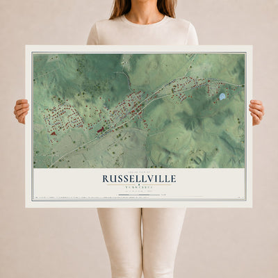 Map of Russellville, Tennessee, 24 x 36 inch unframed archival matte print