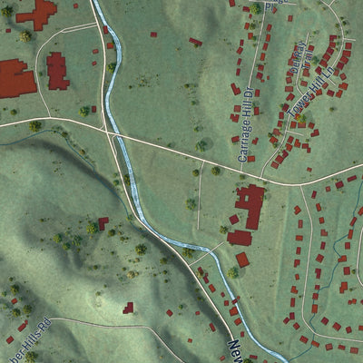 Second close-up of the map of Shackle Island, Tennessee print showing more streets and buildings