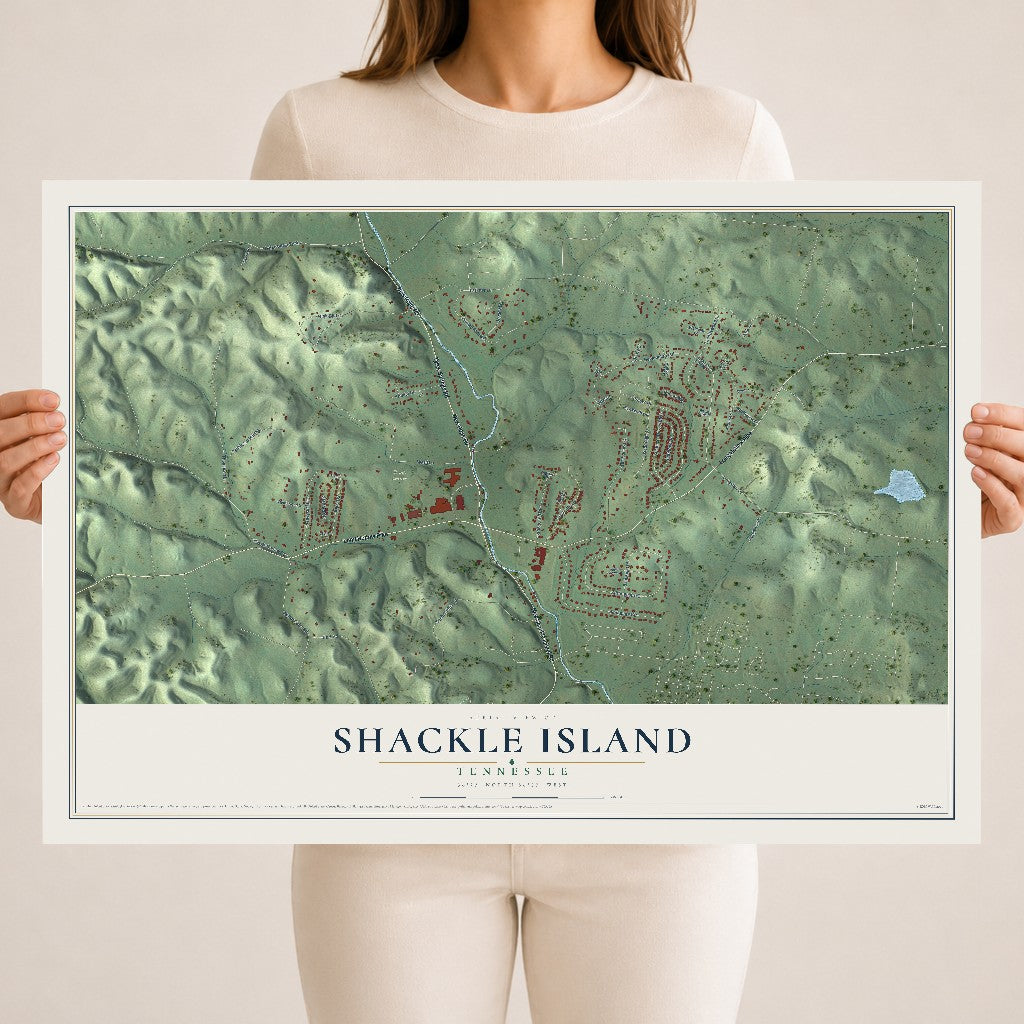Map of Shackle Island, Tennessee, 18 x 24 inch unframed archival matte print