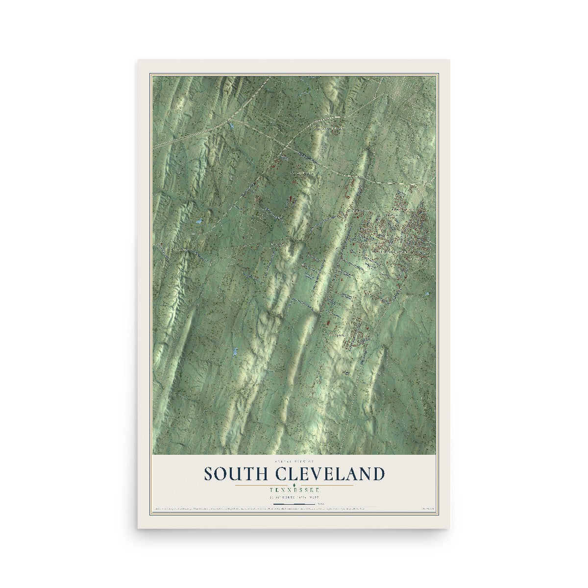 Map of South Cleveland, Tennessee, 12 x 18 inch unframed archival matte print