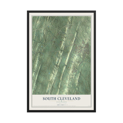 Map of South Cleveland, Tennessee, 12 x 18 inch print in a black wood frame