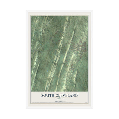 Map of South Cleveland, Tennessee, 12 x 18 inch print in a white wood frame