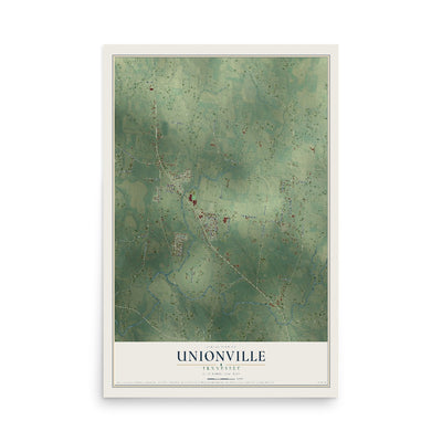 Map of Unionville, Tennessee, 12 x 18 inch unframed archival matte print