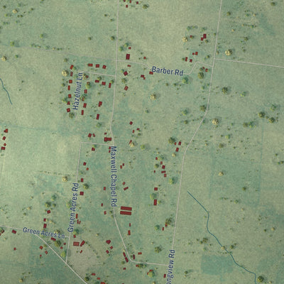 Second close-up of the map of Unionville, Tennessee print showing more streets and buildings