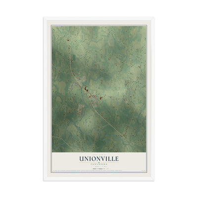 Map of Unionville, Tennessee, 12 x 18 inch print in a white wood frame