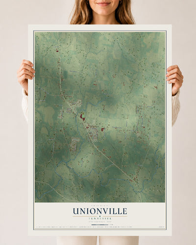 Map of Unionville, Tennessee, 24 x 36 inch unframed archival matte print