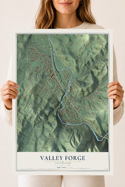 Map of Valley Forge, Tennessee, 18 x 24 inch unframed archival matte print