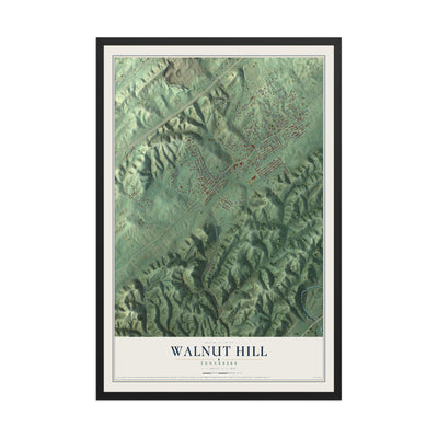 Map of Walnut Hill, Tennessee, 12 x 18 inch print in a black wood frame