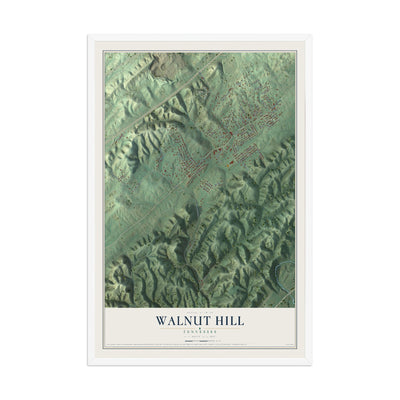Map of Walnut Hill, Tennessee, 12 x 18 inch print in a white wood frame