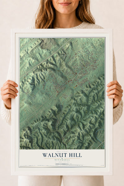 Map of Walnut Hill, Tennessee, 18 x 24 inch print in a white wood frame