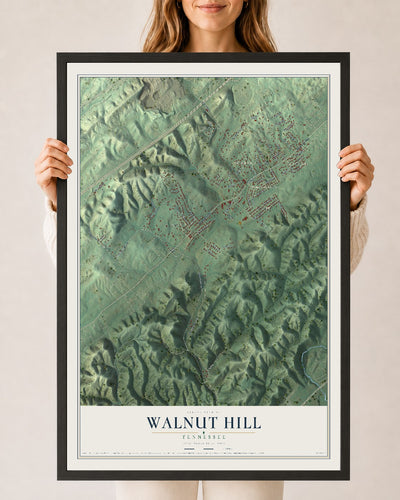 Map of Walnut Hill, Tennessee, 24 x 36 inch print in a black wood frame