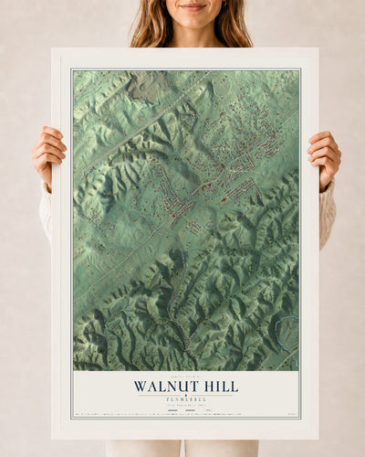 Map of Walnut Hill, Tennessee, 24 x 36 inch print in a white wood frame