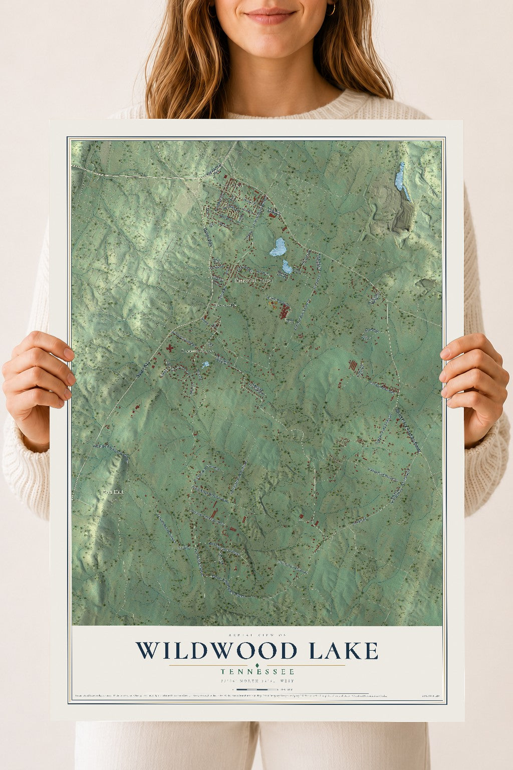 Map of Wildwood Lake, Tennessee, 18 x 24 inch unframed archival matte print
