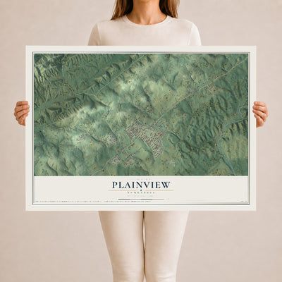 Map of Plainview, Tennessee, 24 x 36 inch unframed archival matte print