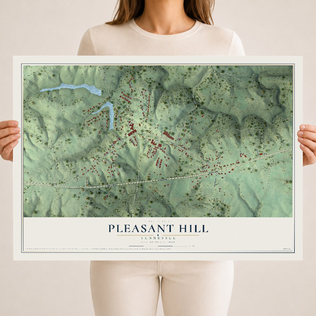 Map of Pleasant Hill, Tennessee, 18 x 24 inch unframed archival matte print