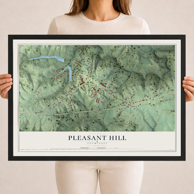 Map of Pleasant Hill, Tennessee, 18 x 24 inch print in a black wood frame