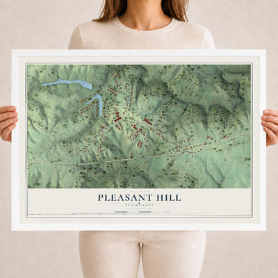Map of Pleasant Hill, Tennessee, 18 x 24 inch print in a white wood frame