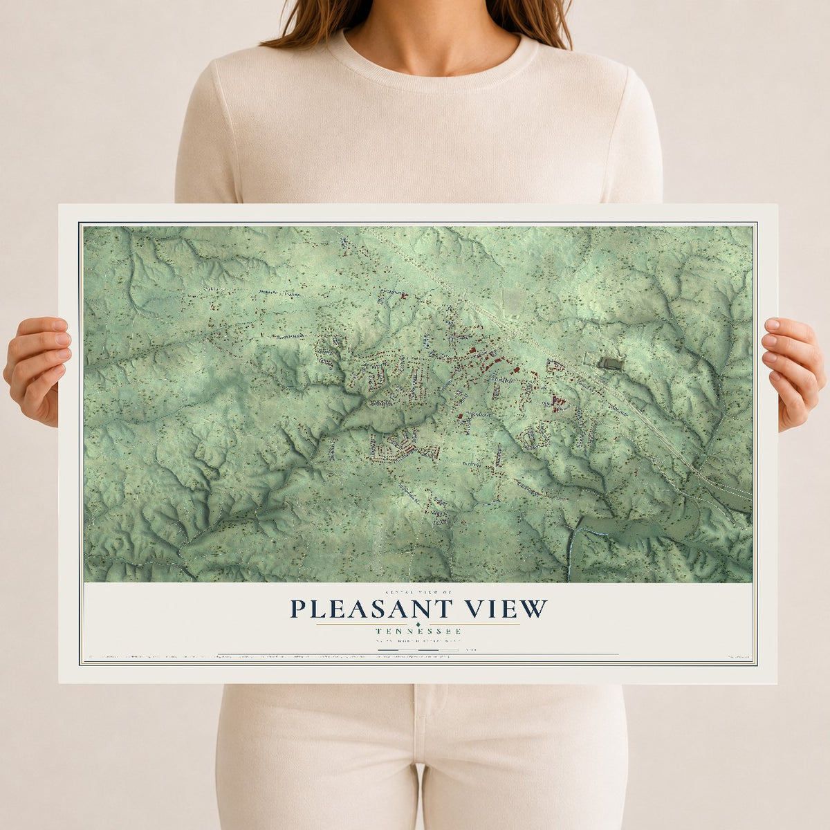 Map of Pleasant View, Tennessee, 12 x 18 inch unframed archival matte print