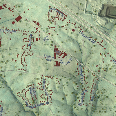 Second close-up of the map of Pleasant View, Tennessee print showing more streets and buildings