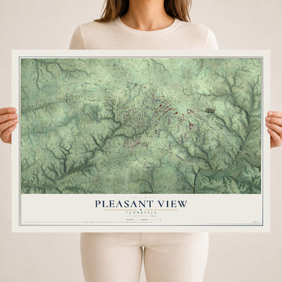Map of Pleasant View, Tennessee, 18 x 24 inch unframed archival matte print