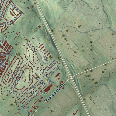 Second close-up of the map of Powell, Tennessee print showing more streets and buildings