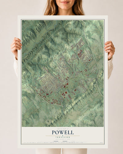Map of Powell, Tennessee, 24 x 36 inch unframed archival matte print