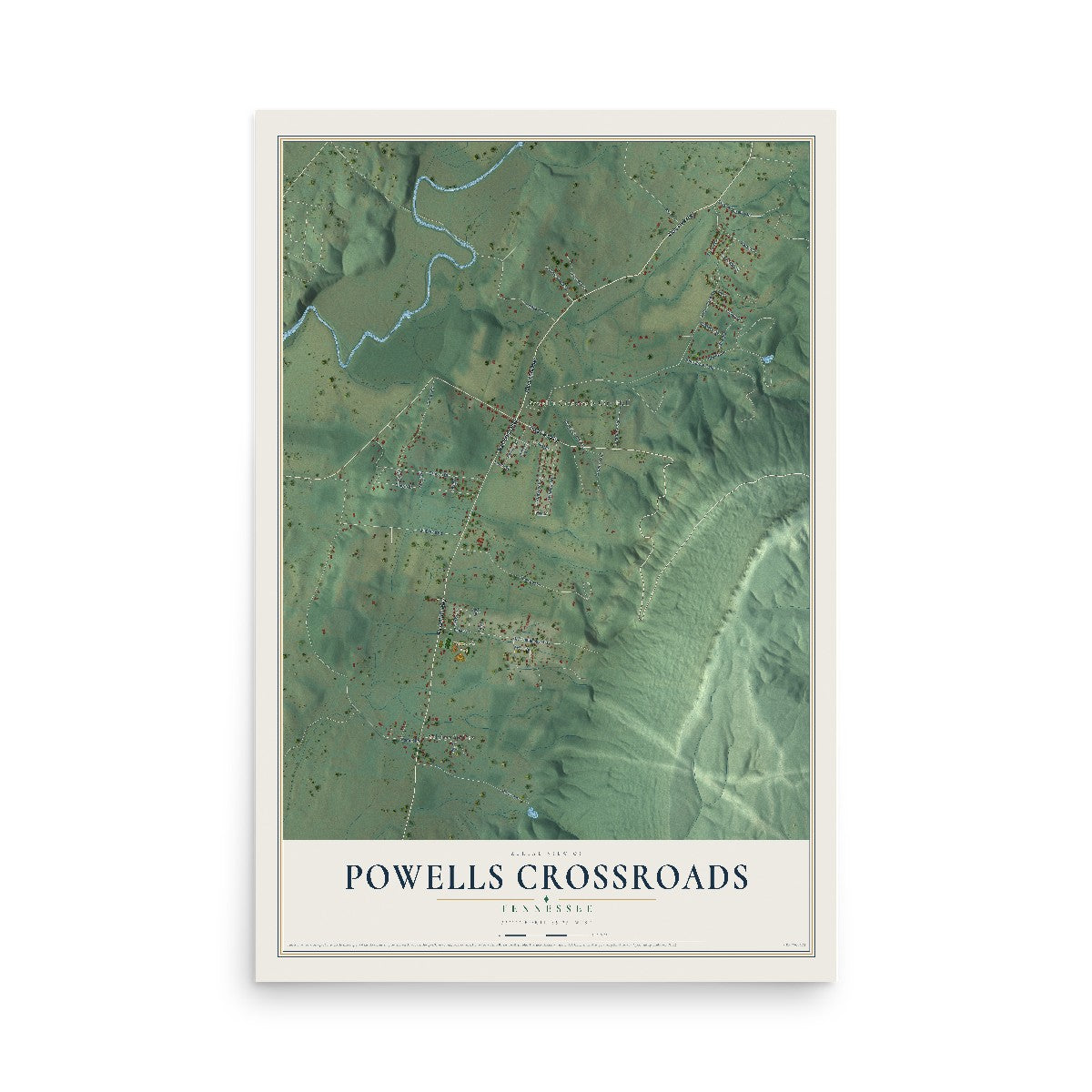 Map of Powells Crossroads, Tennessee, 12 x 18 inch unframed archival matte print