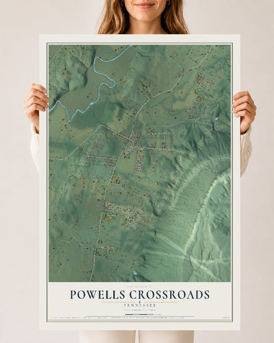 Map of Powells Crossroads, Tennessee, 24 x 36 inch unframed archival matte print
