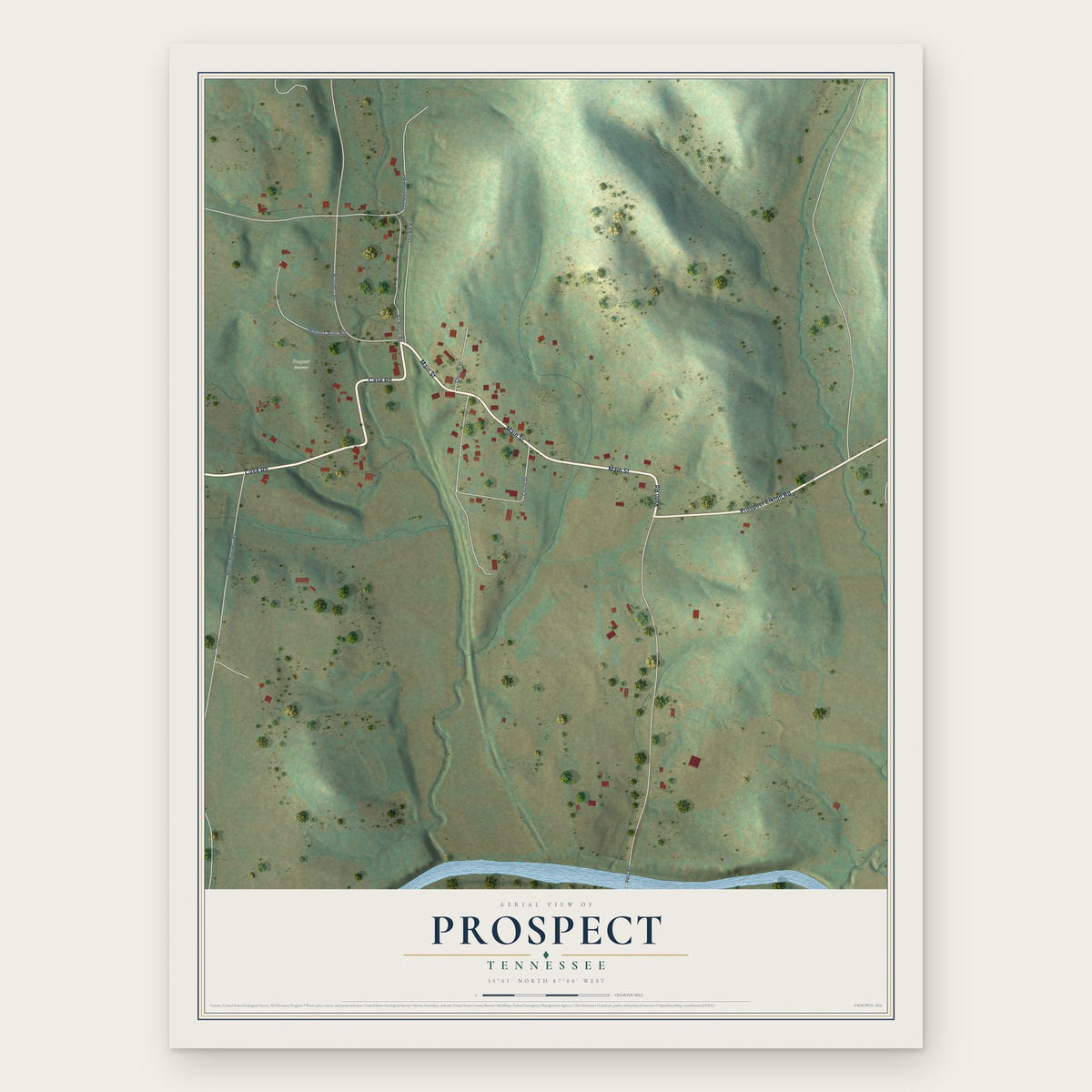 Prospect, Tennessee map print, the full design