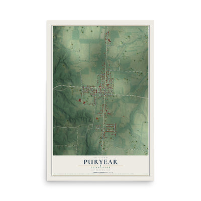 Map of Puryear, Tennessee, 12 x 18 inch unframed archival matte print