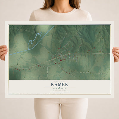 Map of Ramer, Tennessee, 18 x 24 inch unframed archival matte print