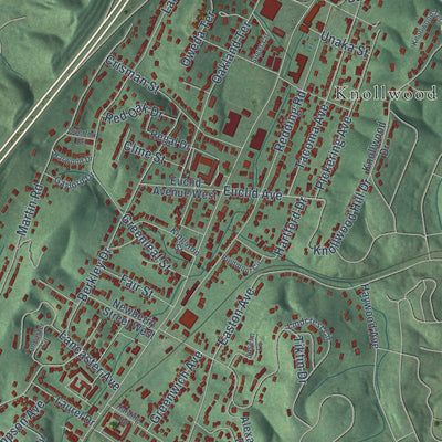 Close-up of the map of Red Bank, Tennessee print showing street and building detail