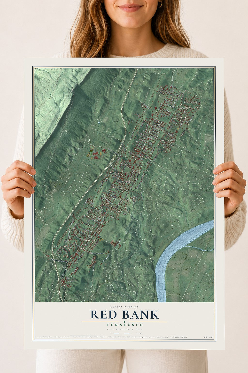 Map of Red Bank, Tennessee, 18 x 24 inch unframed archival matte print