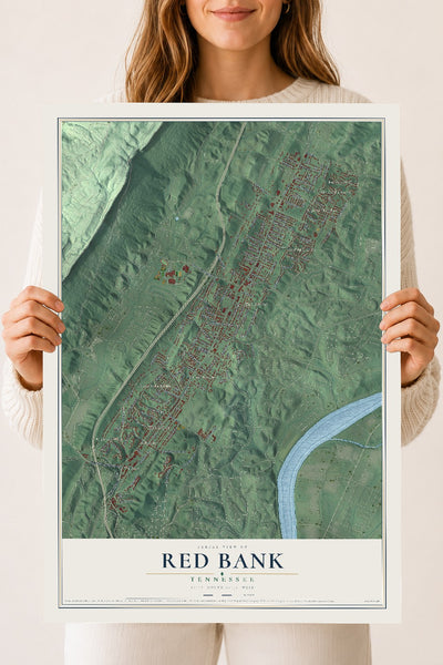 Map of Red Bank, Tennessee, 18 x 24 inch unframed archival matte print