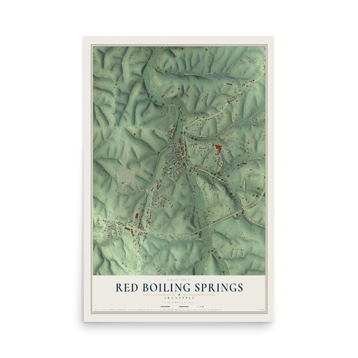 Map of Red Boiling Springs, Tennessee, 12 x 18 inch unframed archival matte print