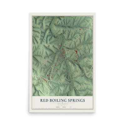 Map of Red Boiling Springs, Tennessee, 12 x 18 inch unframed archival matte print