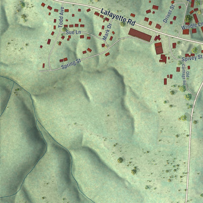Second close-up of the map of Red Boiling Springs, Tennessee print showing more streets and buildings