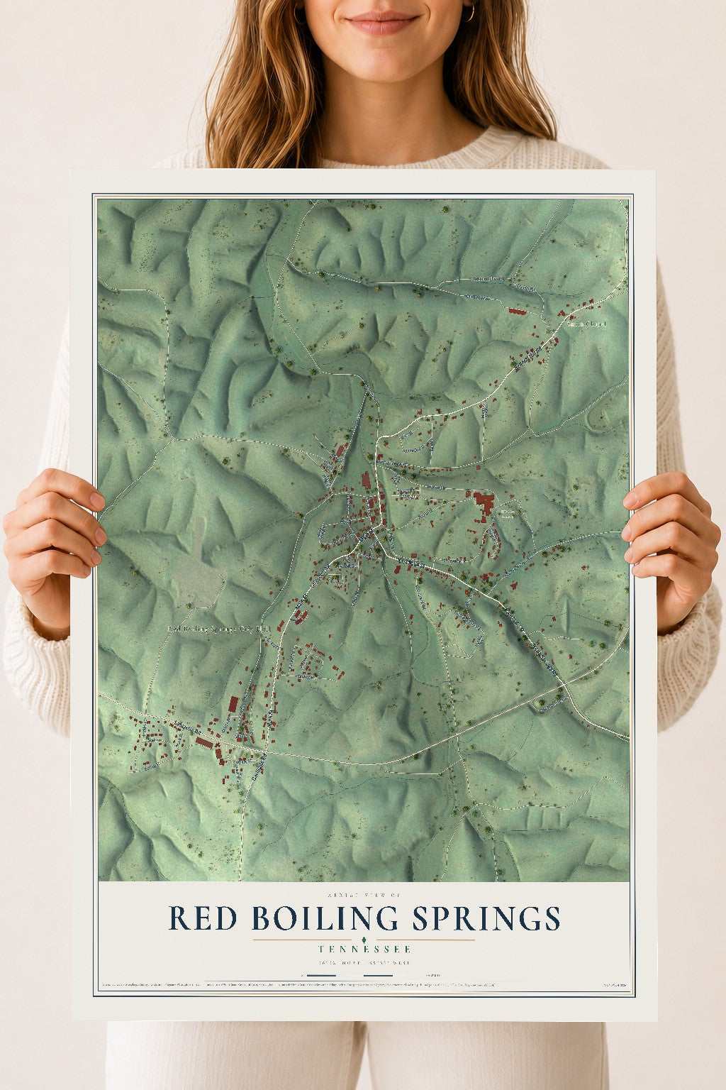 Map of Red Boiling Springs, Tennessee, 18 x 24 inch unframed archival matte print